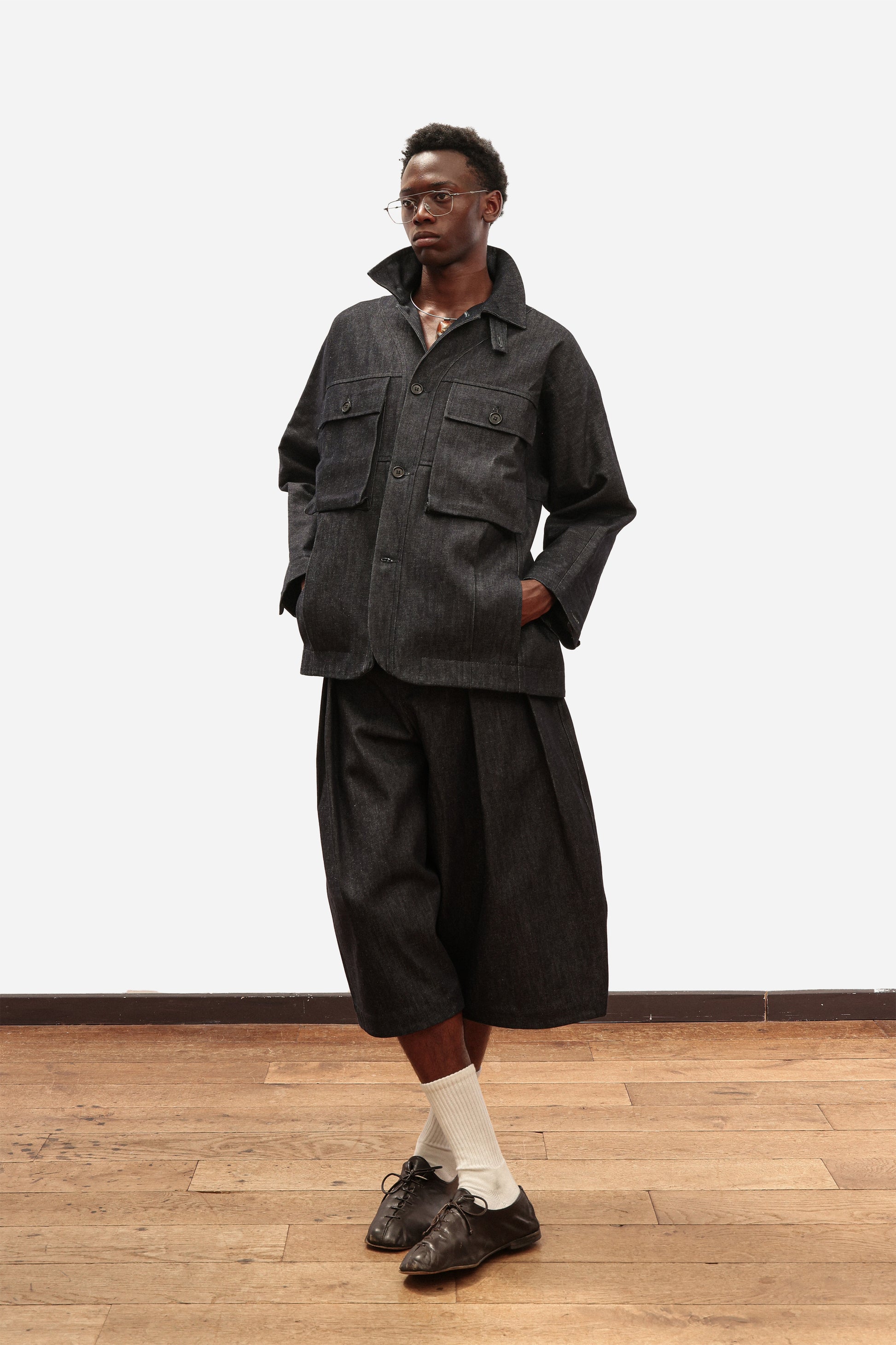 MULTIPLE POCKET JACKET | Blue denim