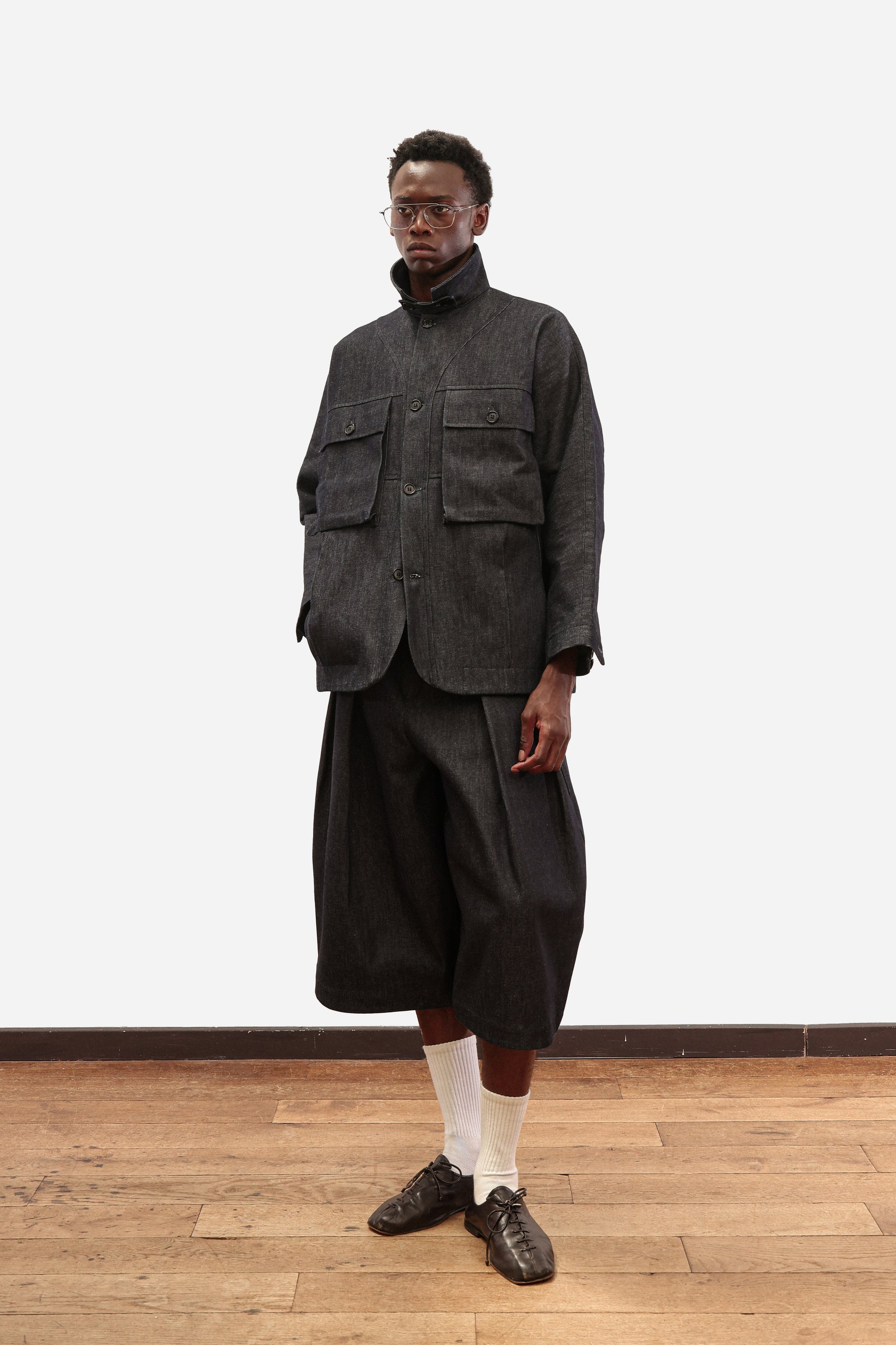 MULTIPLE POCKET JACKET | Blue denim