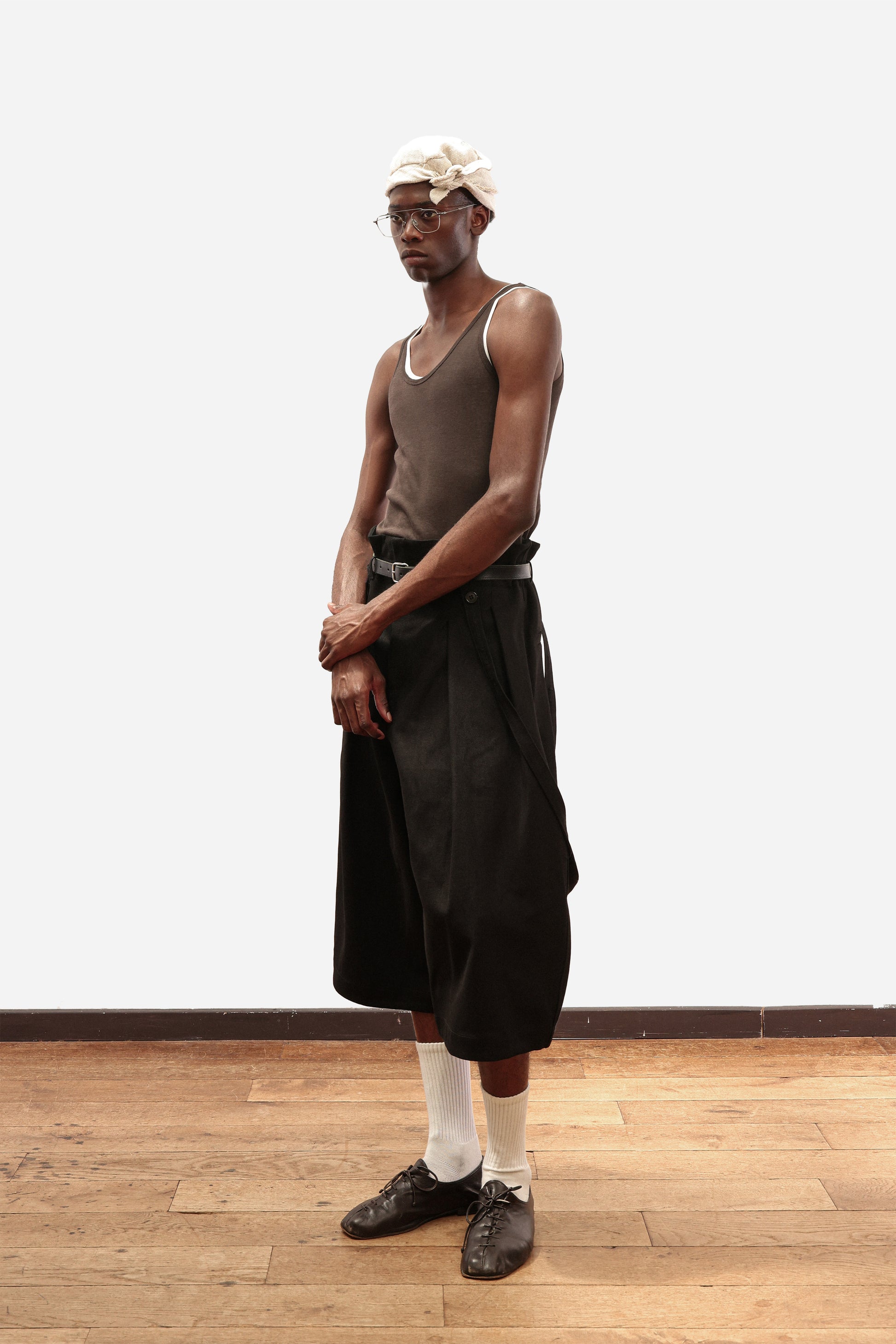 SUSPENDER SHORTS | Black cotton