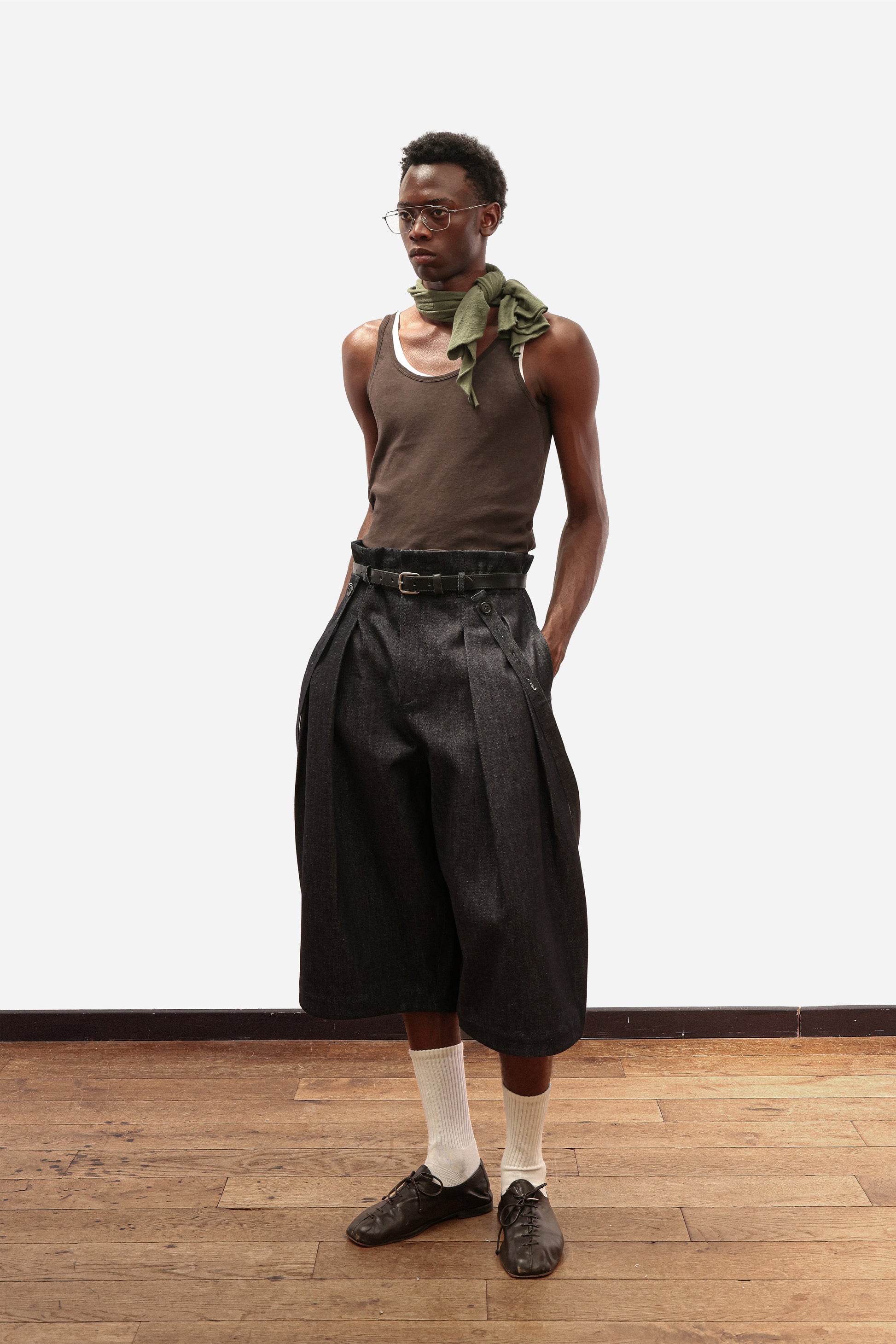 SUSPENDER SHORTS | Denim brut