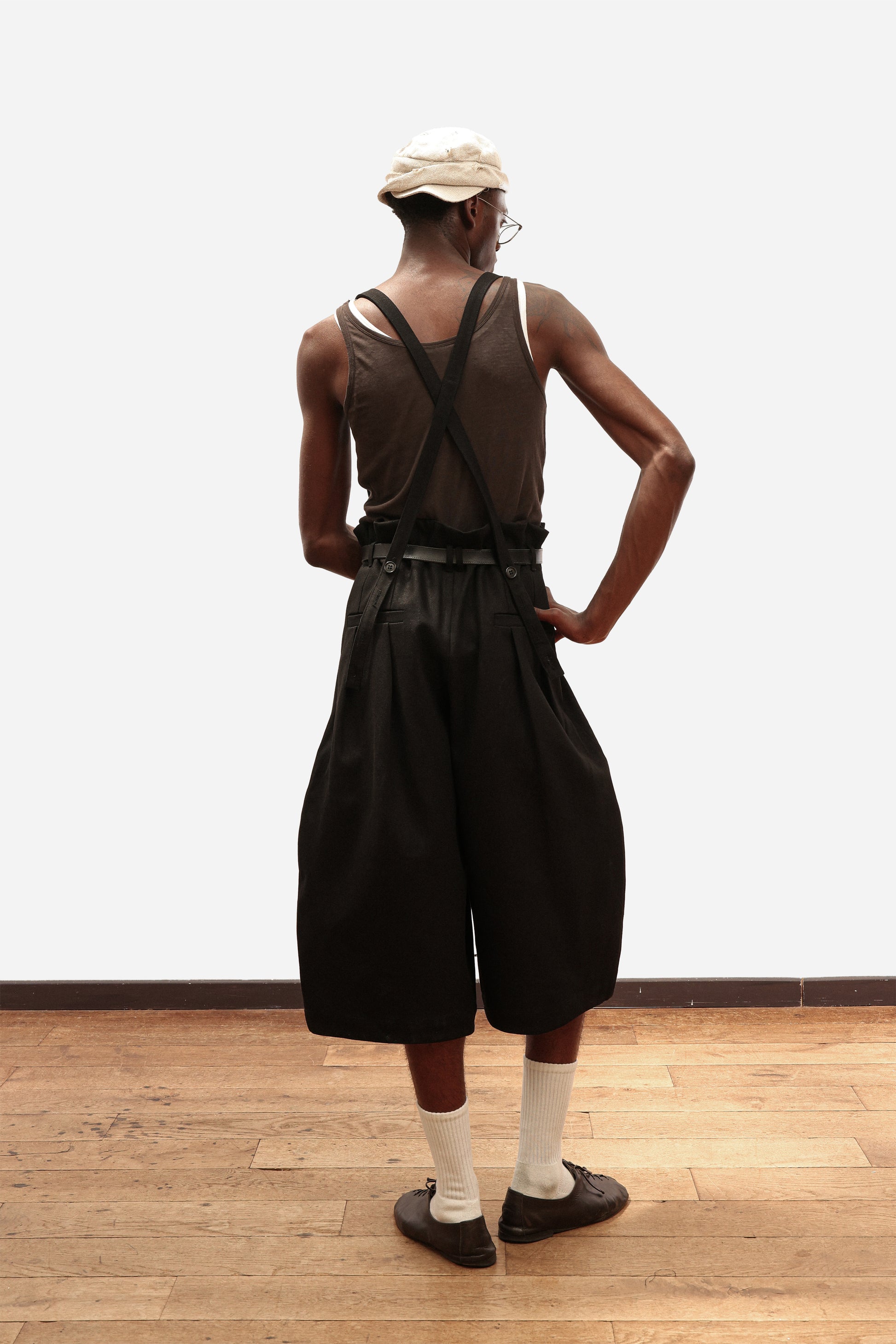 SUSPENDER SHORTS | Black cotton