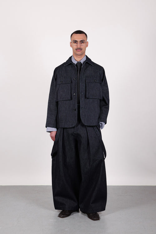MULTIPLE POCKET JACKET | Blue denim