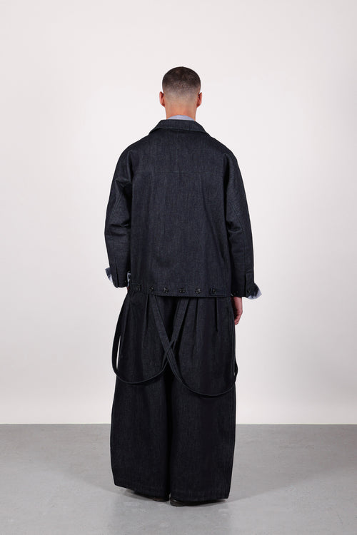 MULTIPLE POCKET JACKET | Blue denim